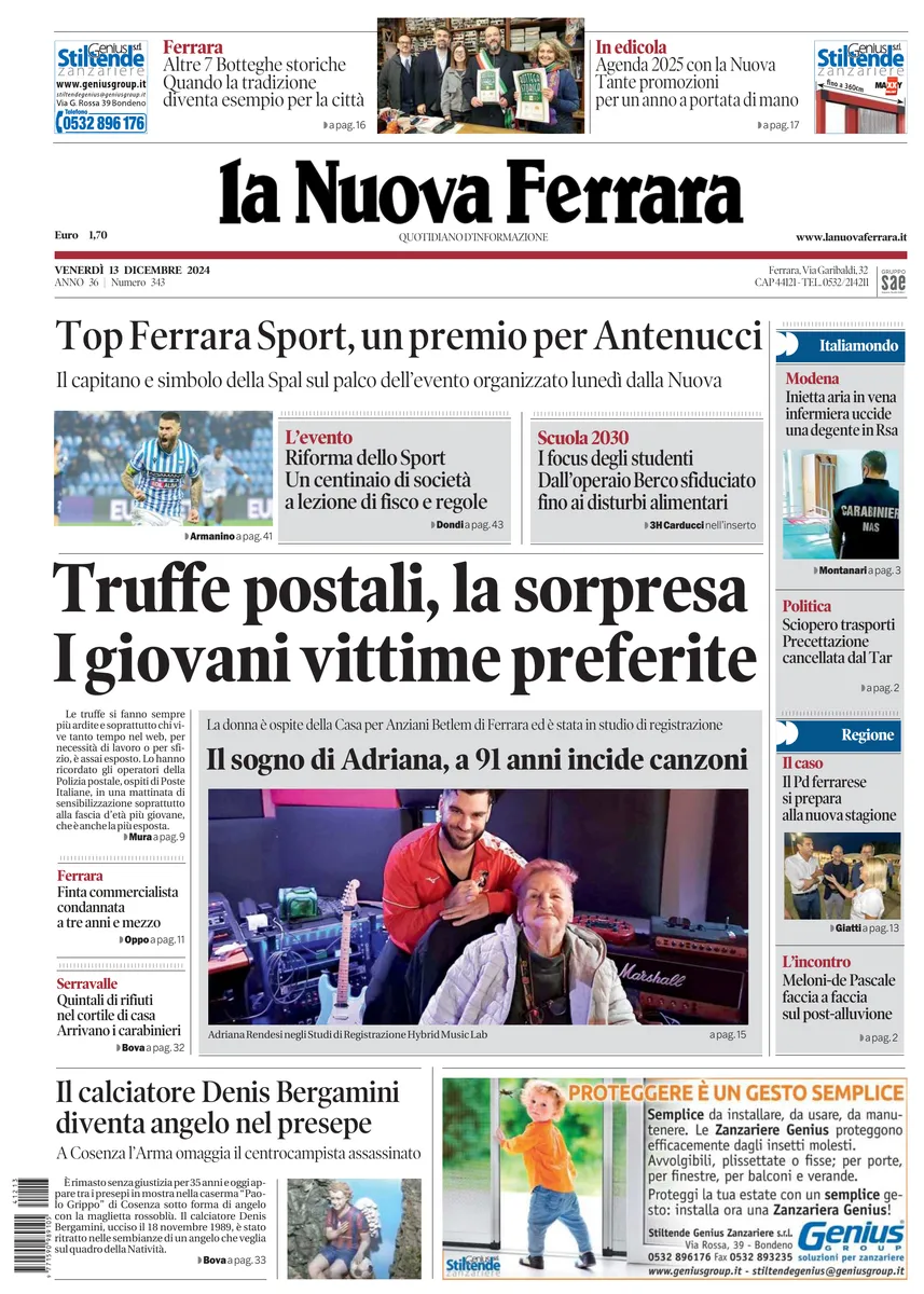 Prima-pagina-nuova ferrara-oggi-edizione-del-2024-12-13